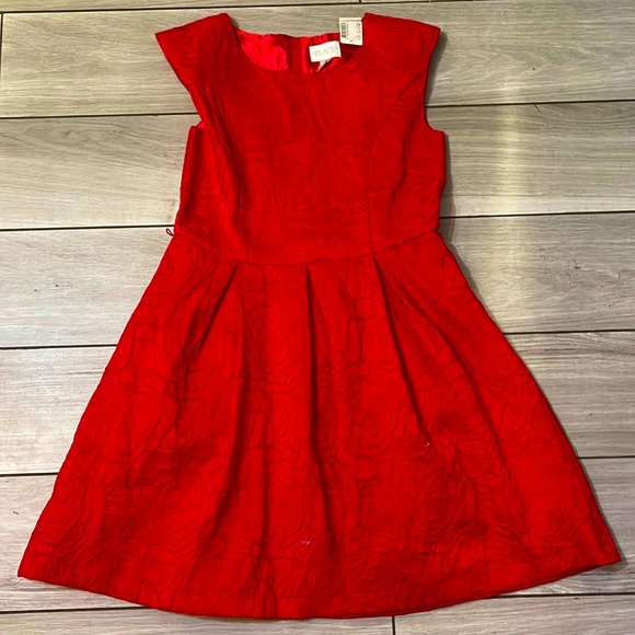 Red flower imprinted dress